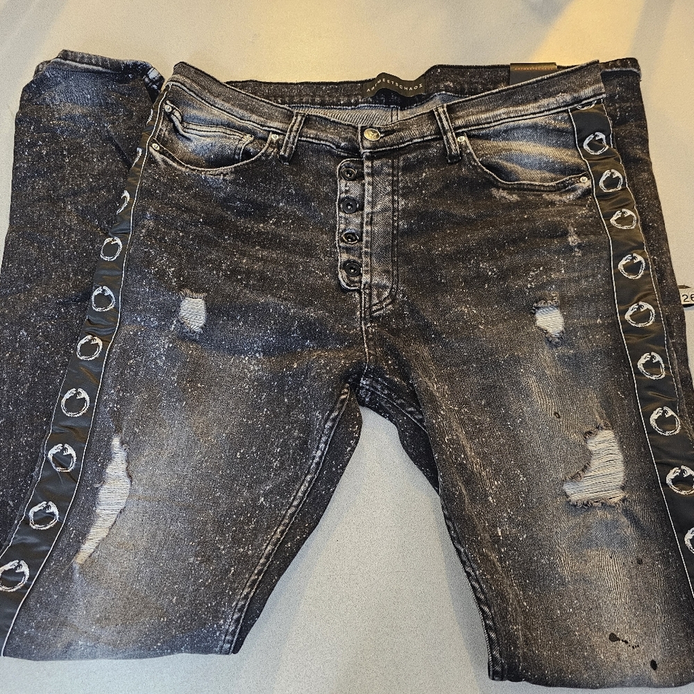 Art Meets Chaos Sing Sing Super Skinny Jeans Black sz 36 NWT